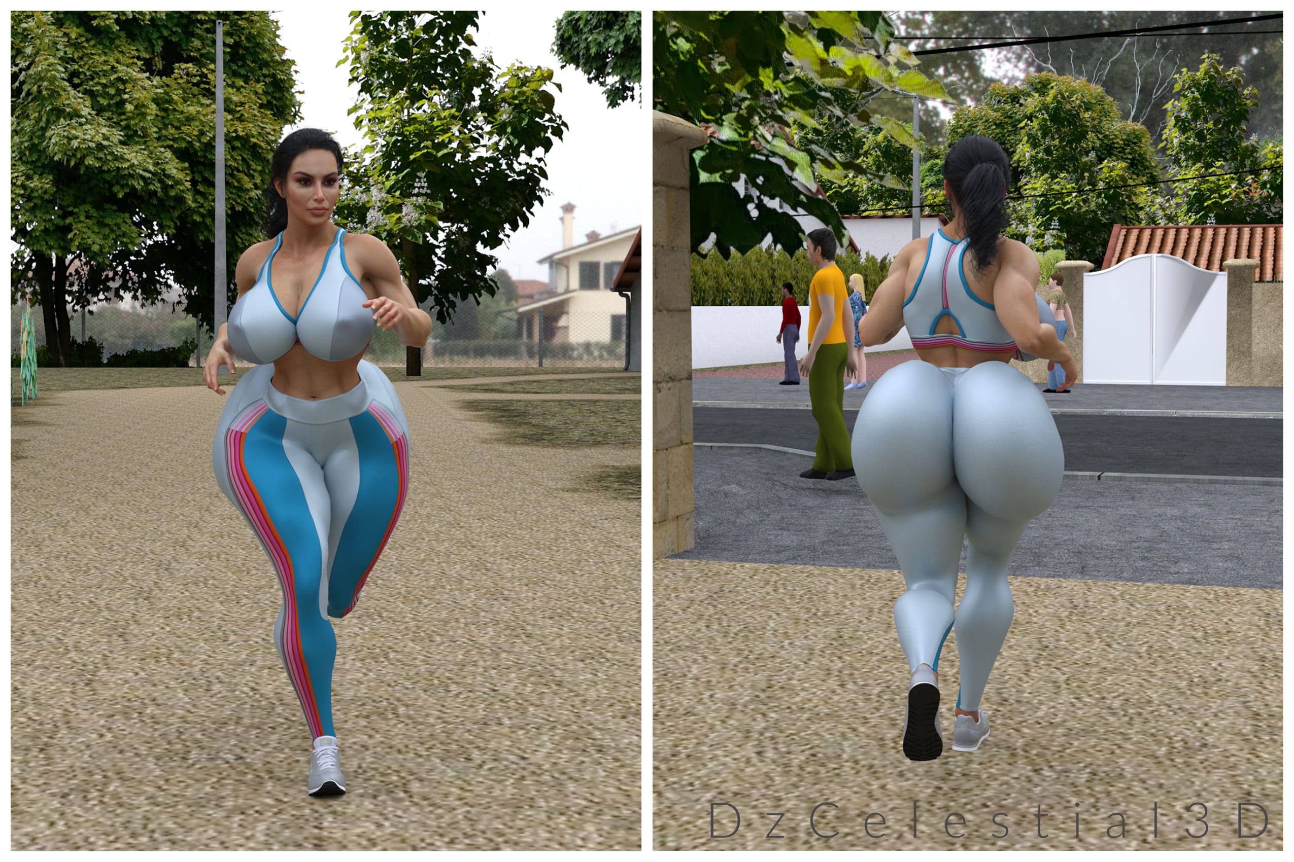 Dzcelestial3D models curvy femalebodybuilders busty bimbo