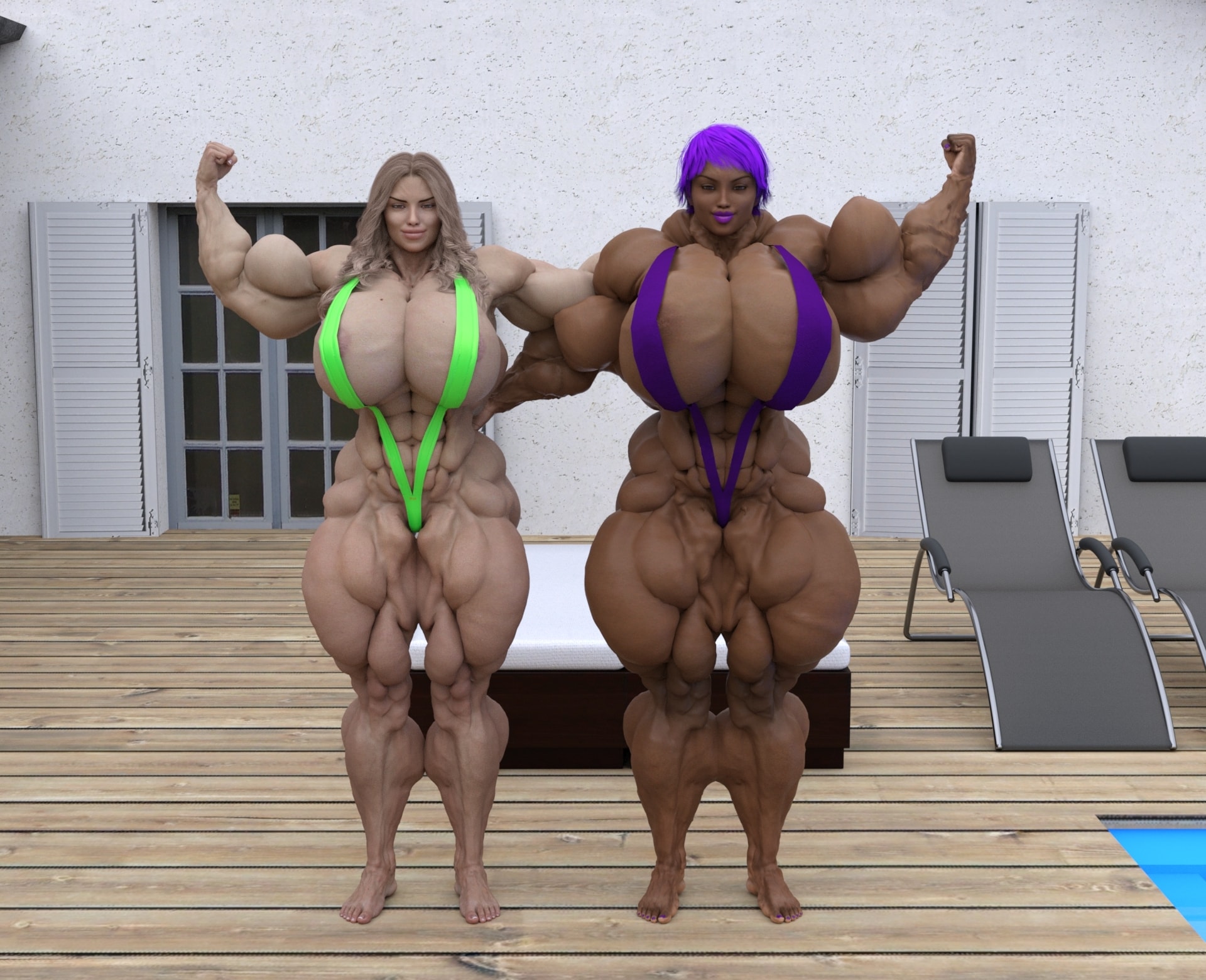 Dzcelestial3D models curvy femalebodybuilders busty bimbo