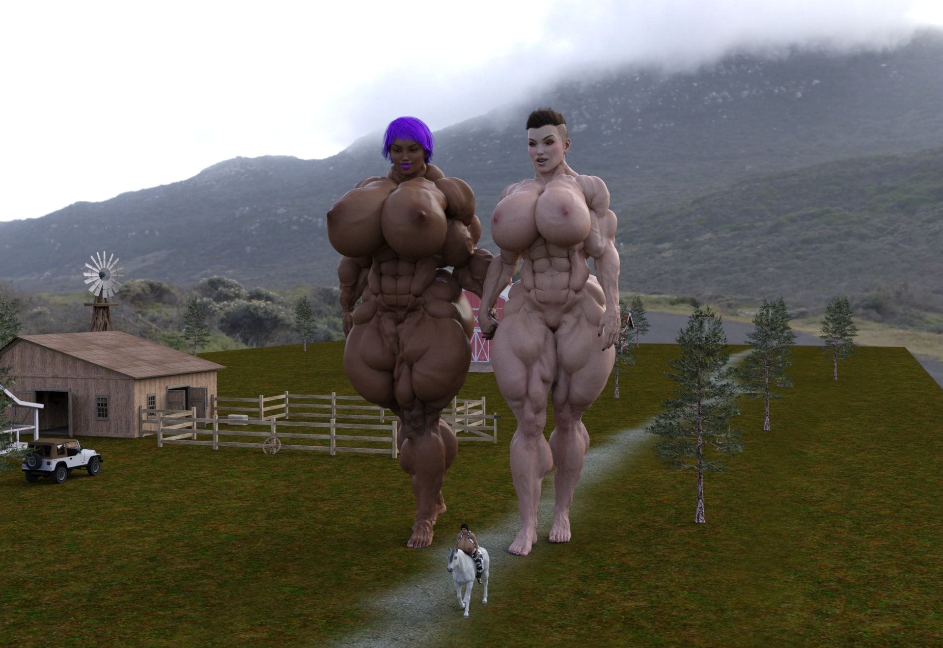 Dzcelestial3D models curvy femalebodybuilders busty bimbo