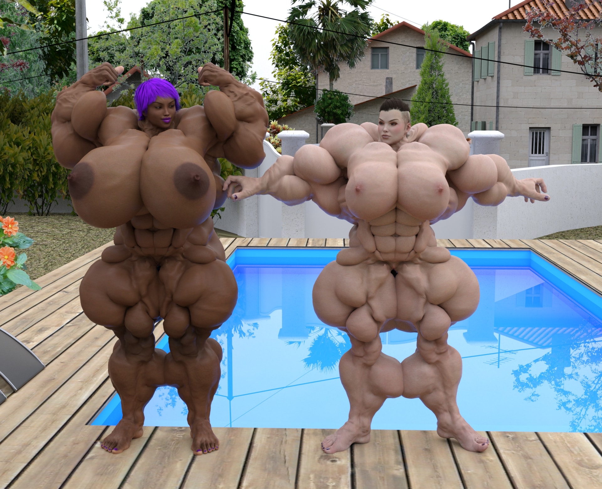 Dzcelestial3D models curvy femalebodybuilders busty bimbo