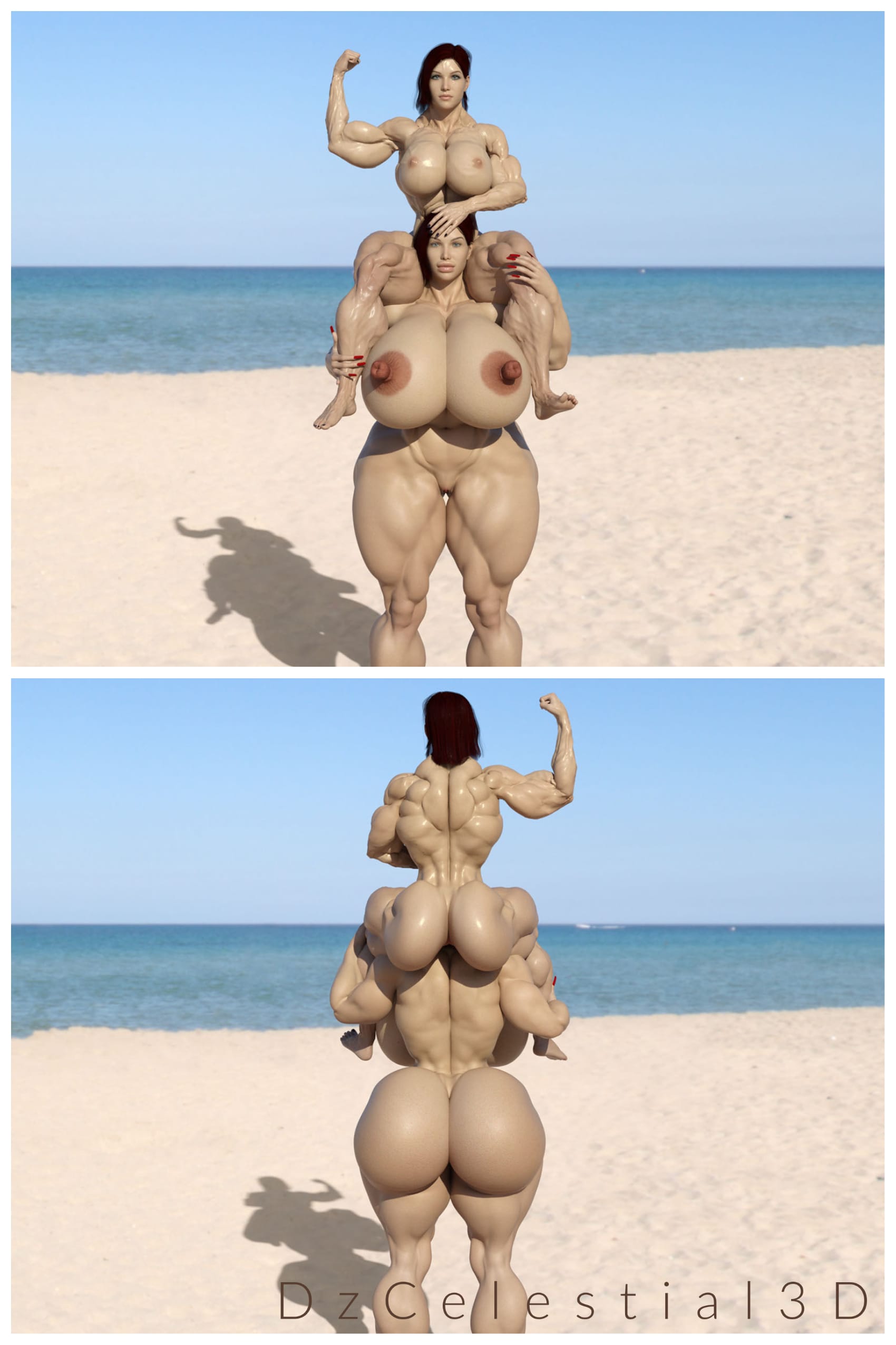 Dzcelestial3D models curvy femalebodybuilders busty bimbo