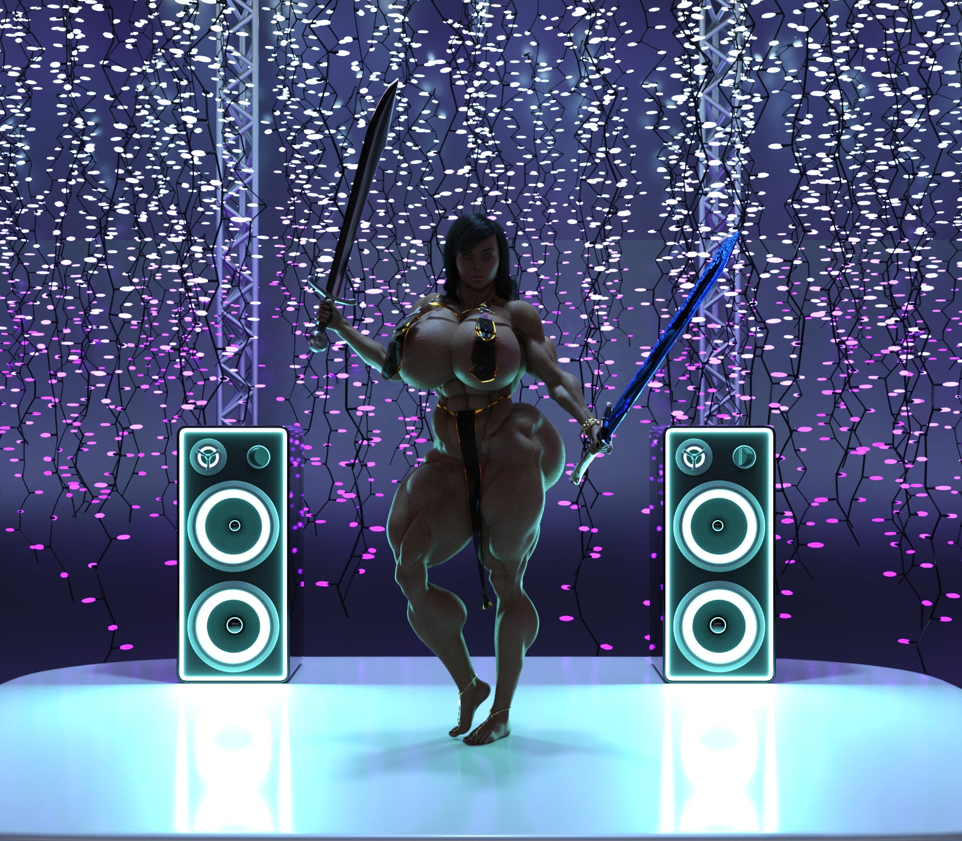 Dzcelestial3D models curvy femalebodybuilders busty bimbo