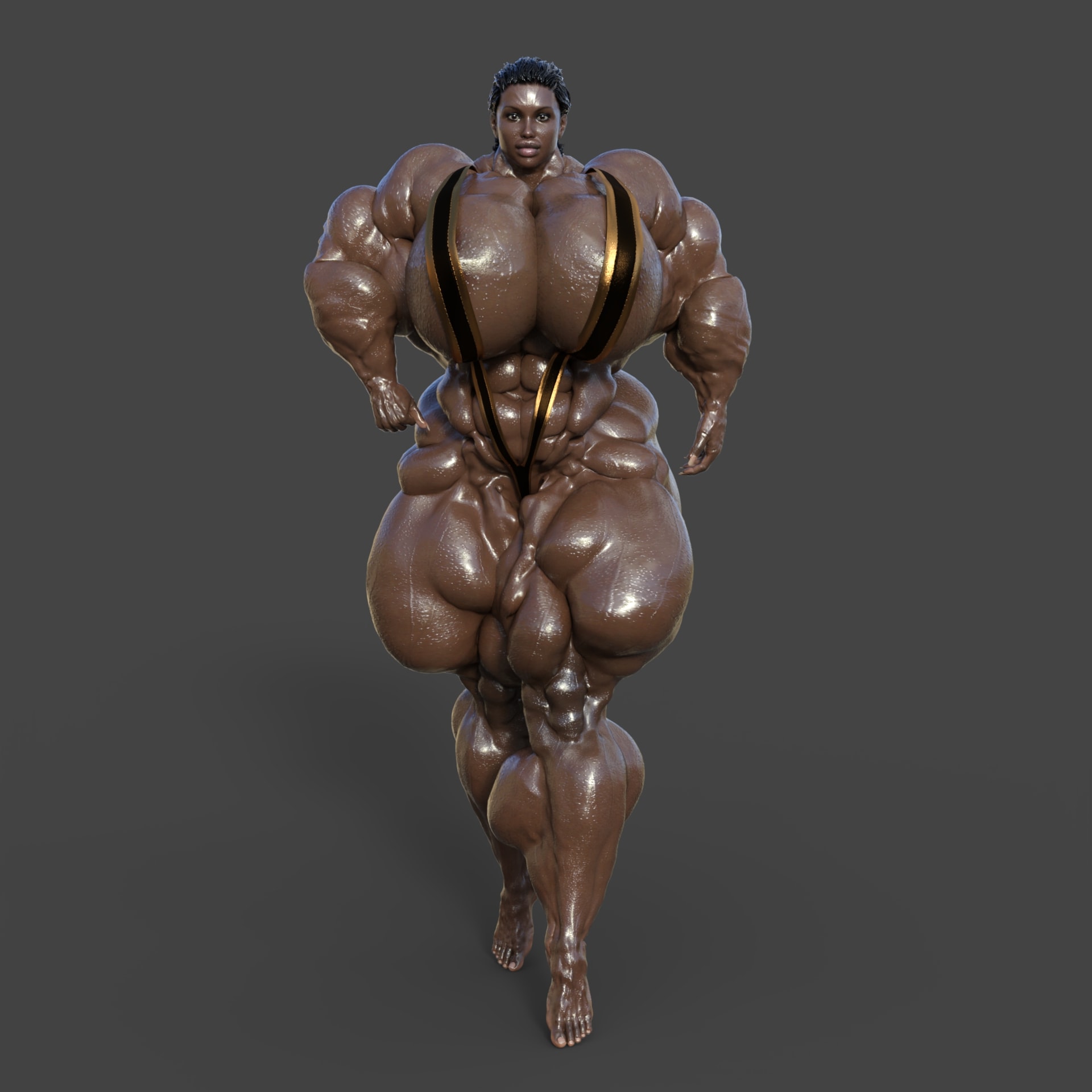 Kiara an amazingly tall muscular black woman.