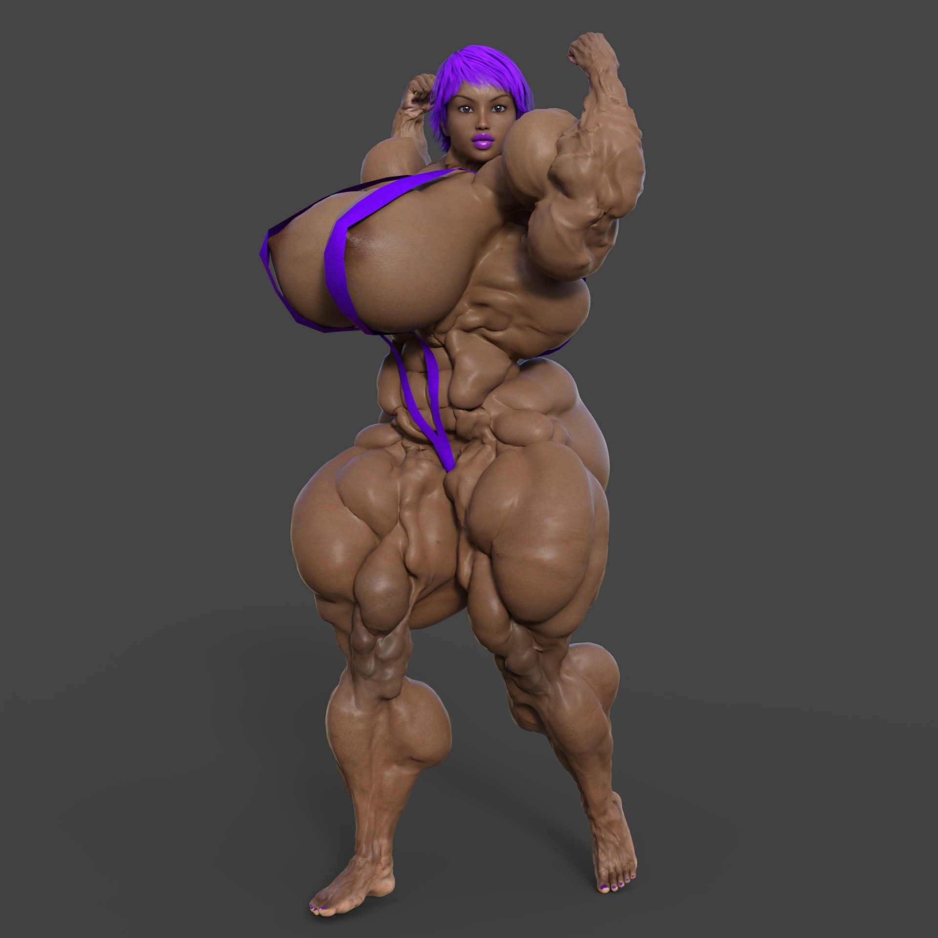 Kusha made by Evoxus, a stunning black woman with a very muscular body.